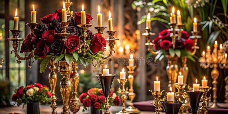 Composition florale à la bougie, ambiance romantique